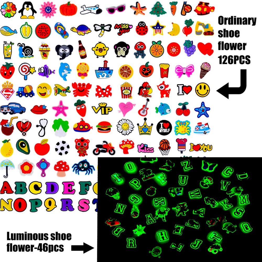 172Pcs Different PVC Shoe Charms, Multi-theme Shoe Accessories Charms for Anyone
